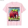 Strawberry Elephant Italian Brainrot Meme T-shirt ForUnisex 100% Cotton T Shirts Short Sleeve Tops P477
