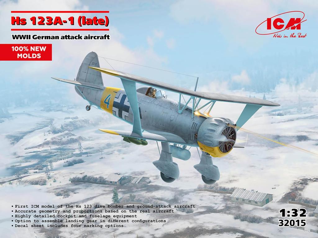 ICM Henschel Поздняя модель Пластиковый набор 32015 1/32 Hs123A-1 (Самолет)