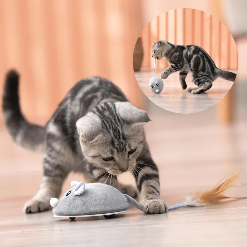 Interactive Kitten Mice Toys Smart Sensing Mouse Electric Stuffed Toy Cute Cat Teaser Self-Playing USB Charging Pet Cat Supplies