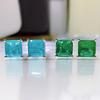 Luoxi Temple S925 Silver Retro Green Zircon Square Stud Earrings - European & American Style