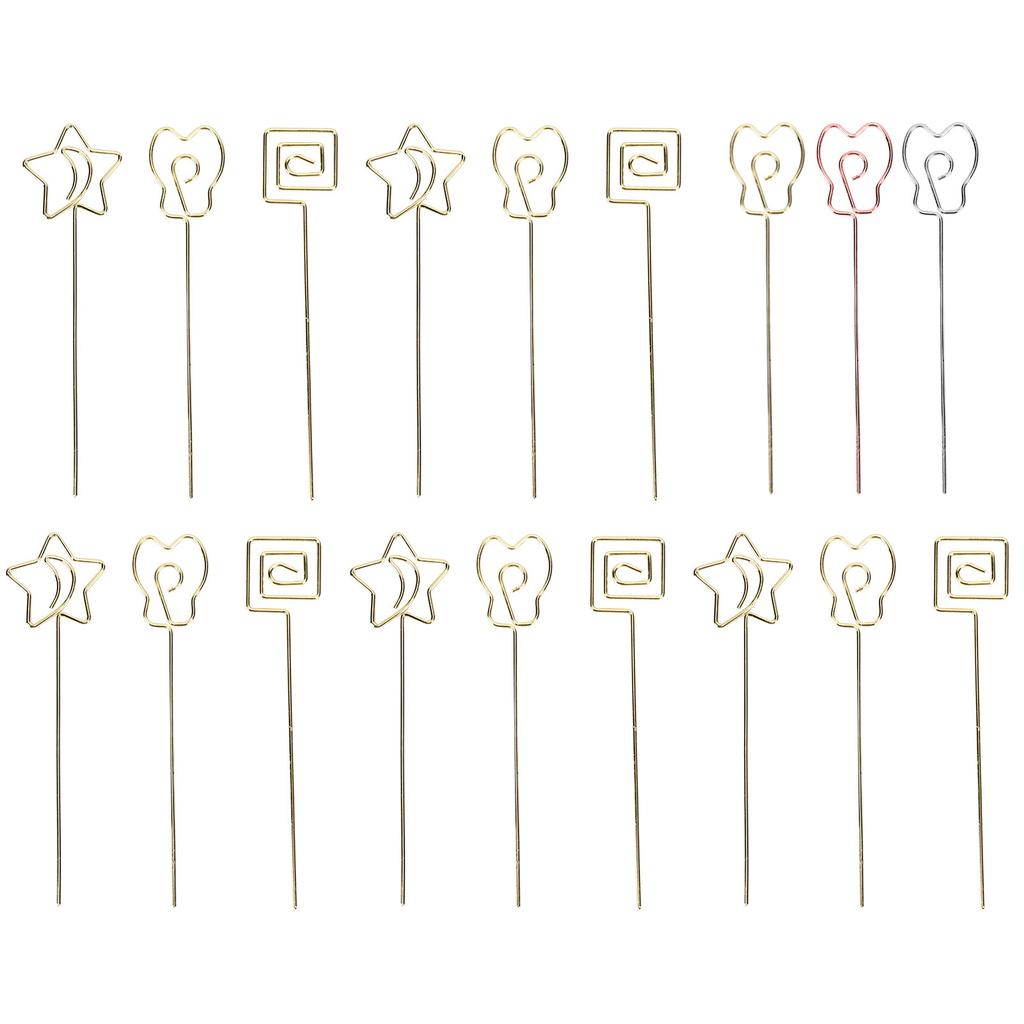 15pcs Table Number Holder Cute Shape Electroplating Process Practical Photo Stand for Office Anniver