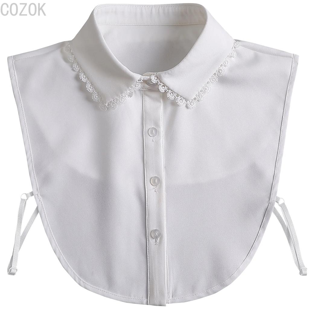 Fashion Women's Embroidery Shirt Fake Collar Removable Mujer Faux Cols White Sweater False Collar Lapel Shirt Blouse Detachable