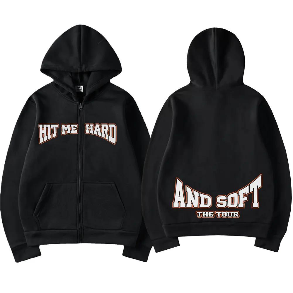Мерч тура Hit Me Hard and Soft 2025 Толстовки на молнии Мужские Женские Пуловер Мода Хип-хоп Толстовка с капюшоном на молнии Куртка Подарок для фанатов
