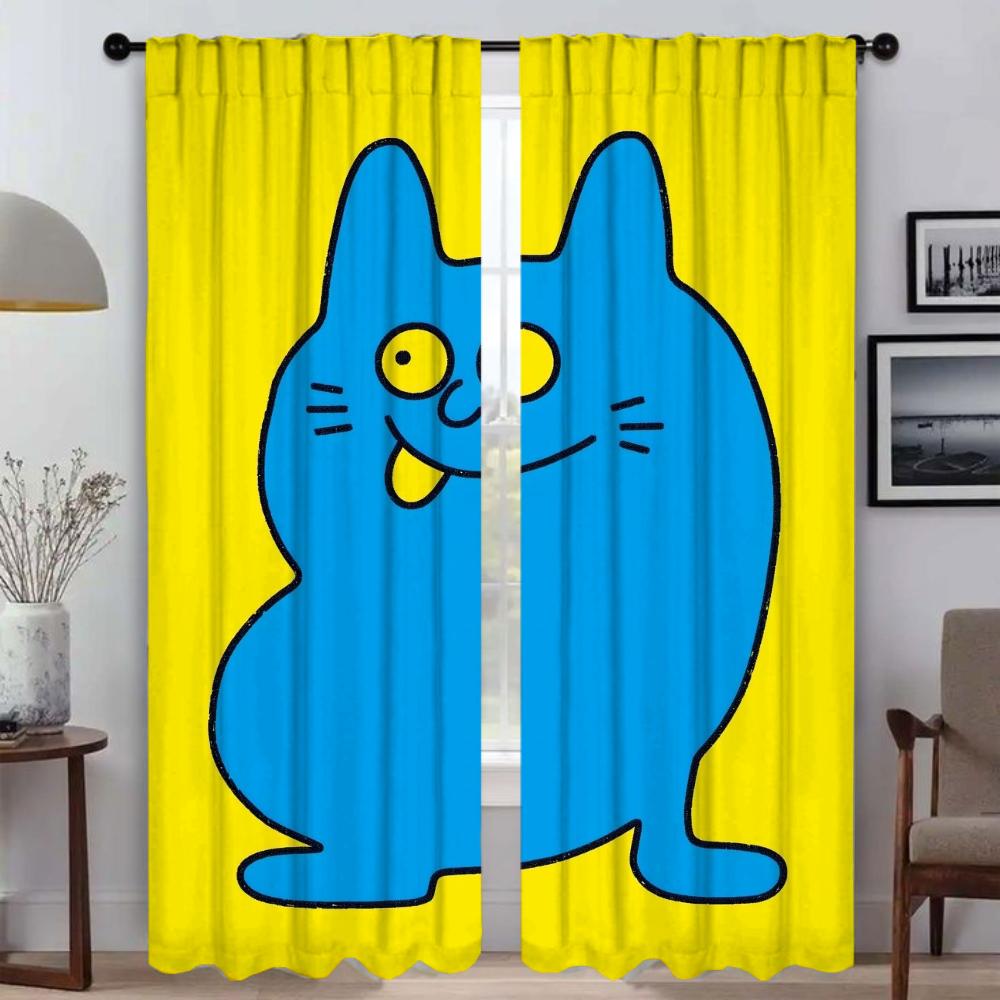 Home Interior Curtains for Camera Funny Cat Curtains Child Room Tulle for Bedroom Living Room Curtain Halloween Decoration Panel