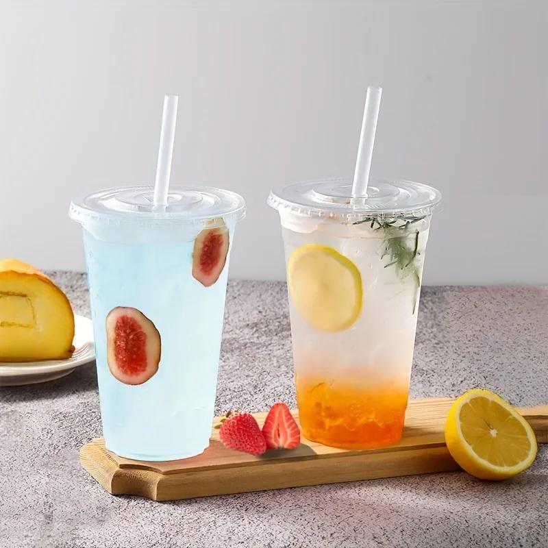 50 шт. 12/16 унций пластиковые одноразовые стаканчики с крышками стаканчики для холодного кофе смузи молочный коктейль холодные напитки принадлежности для дня рождения