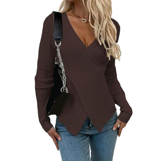 Женский сексуальный свитер с V-образным вырезом, облегающий свитер с длинным рукавом, мягкая дышащая ткань, свитер, осенняя одежда