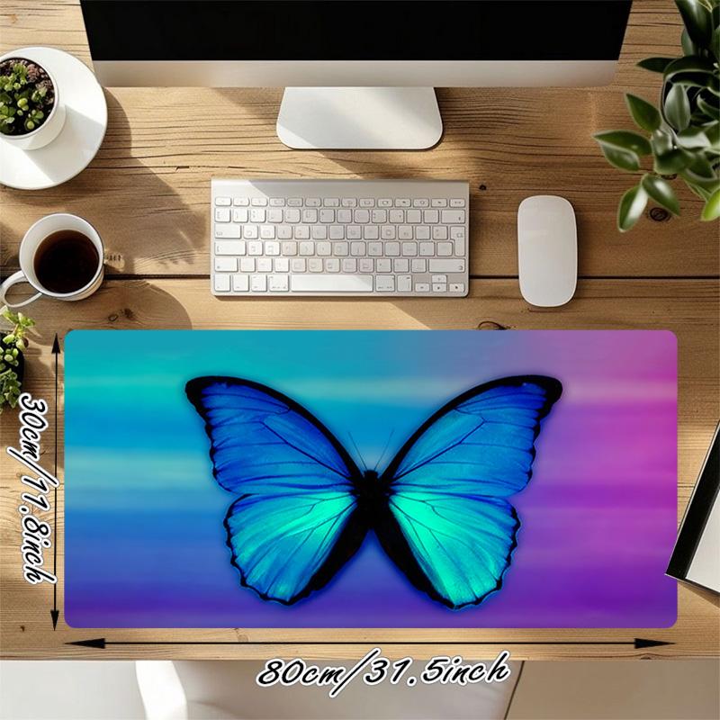 Blue Butterfly Xl Gaming Mouse Pad Nonslip Rubber Base Stitched Edge Waterproof Desk Mat For Pc Laptop Gamer Office Computer Accessories C927116