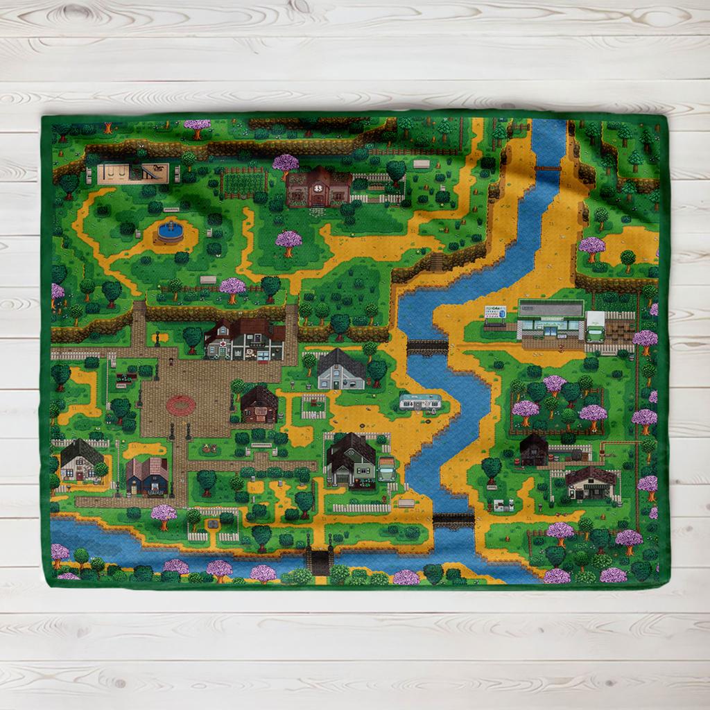 Stardew Valley Town Map Blanket Flannel Blanket Throw Blankets for Bedding sofa Ultra-Soft Bedroom Quilt