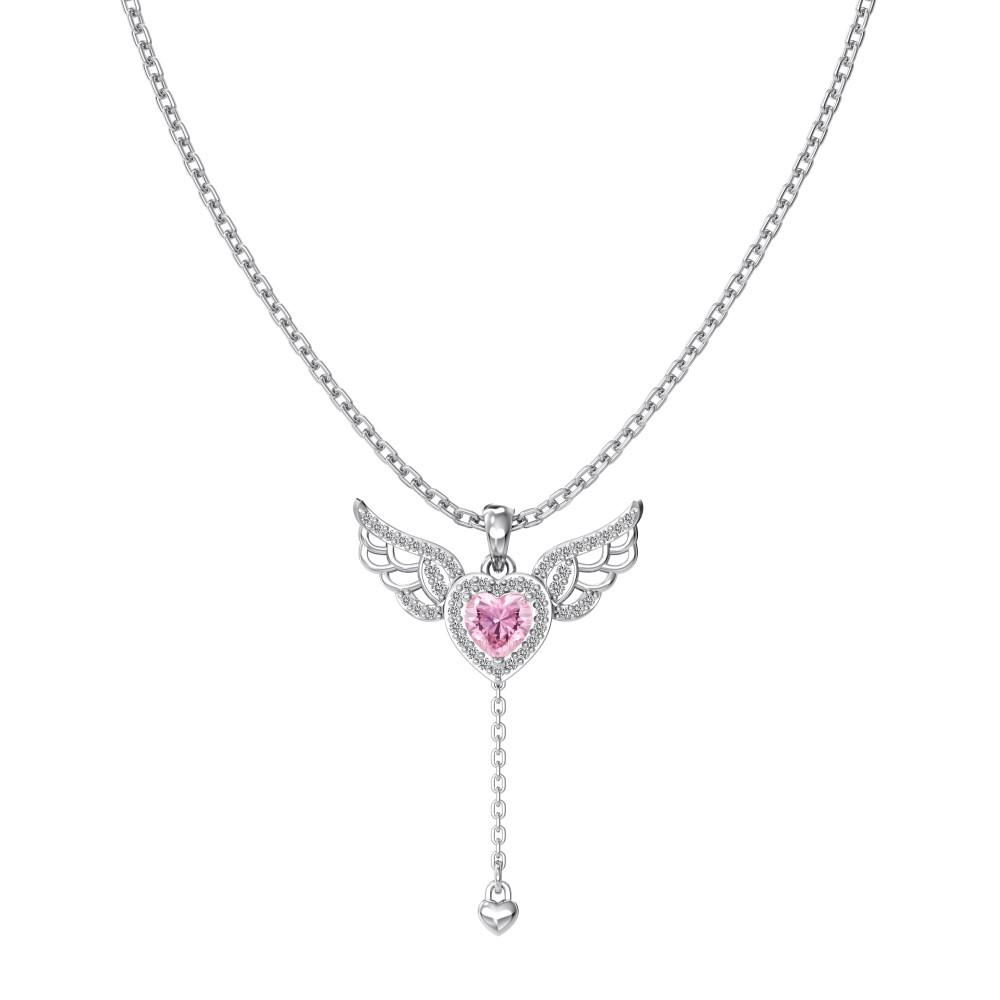 Dylam Elegance Fine Fashion Jewelry 925 Silver Link Chain 5A Cubic Zircon Tassel Heart Wings Angel Love Pendant Necklaces