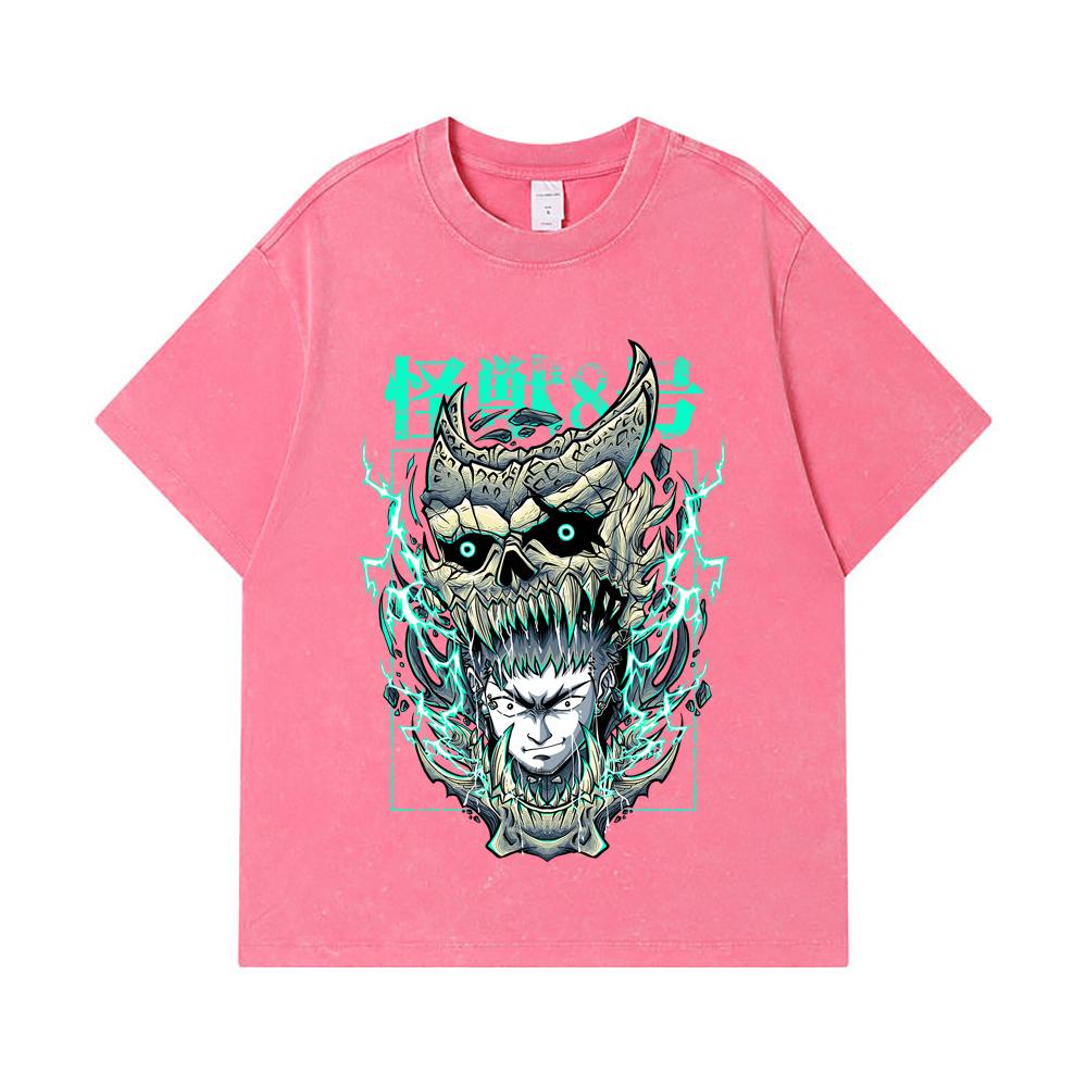 275 GSM Washed T-shirts 100% Cotton Kaiju No 8 V19 Kafka Print Unisex Heavy Cotton T Shirt