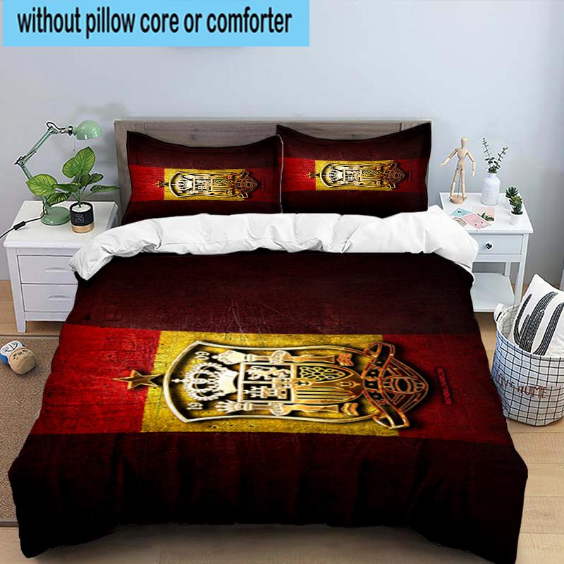 3pcs Spain FC Crest Printed Bedding Set Duvet Cover Closure Includes 1 Duvet Cover & 2 Pillowcases Bedding Sets Home Decor Gifts