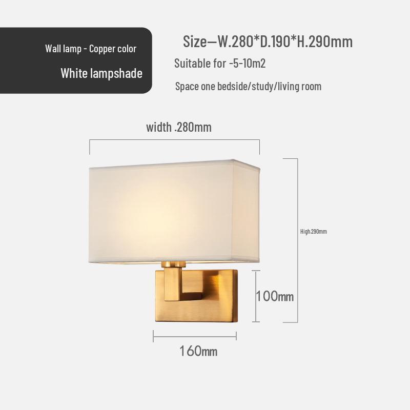 American Style LED Wall-Mounted Bedroom Lamp with Fabric Shade for Reading and Mobile Use