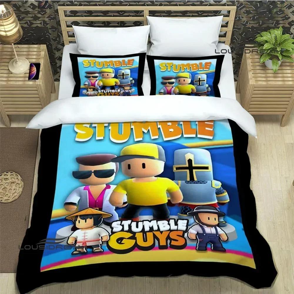 3D Мультяшный Игровой Комплект Постельного Белья Stumble Guys Пододеяльник Комплект Одеял Изысканные Принадлежности для Кровати для Детей Подростков