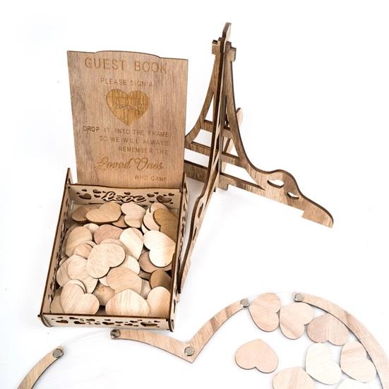 1 комплект деревянного украшения в форме сердца любви с ящиком для гостей, мини-сердечко, стабильная подставка, гостевая книга, альтернатива настольному столу для свадебного приема на День святого Валентина
