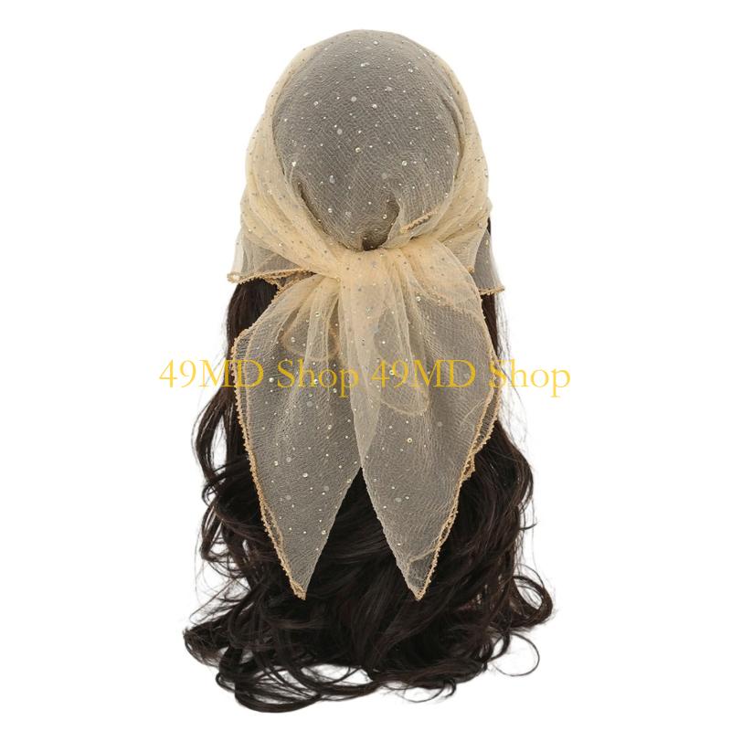 49MD Glittering Stone Headpiece Multipurpose Fashion Scarf Adjustable Design For Casual Ceremonial Event