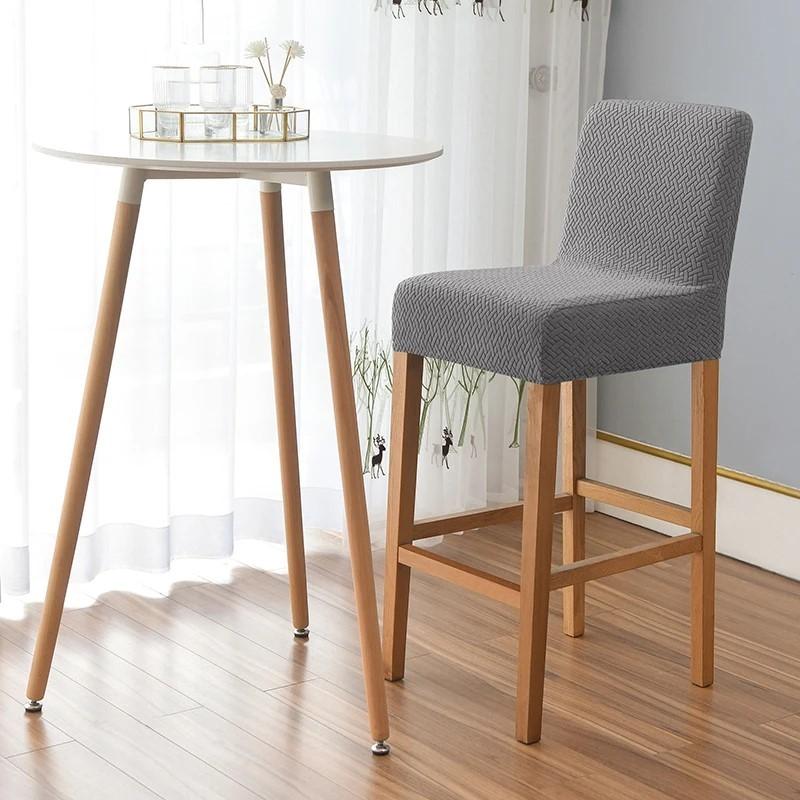 Чехол для стула из жаккарда, спандекс, эластичный, с короткой спинкой, однотонный, эластичный чехол для столовой, дома, отеля