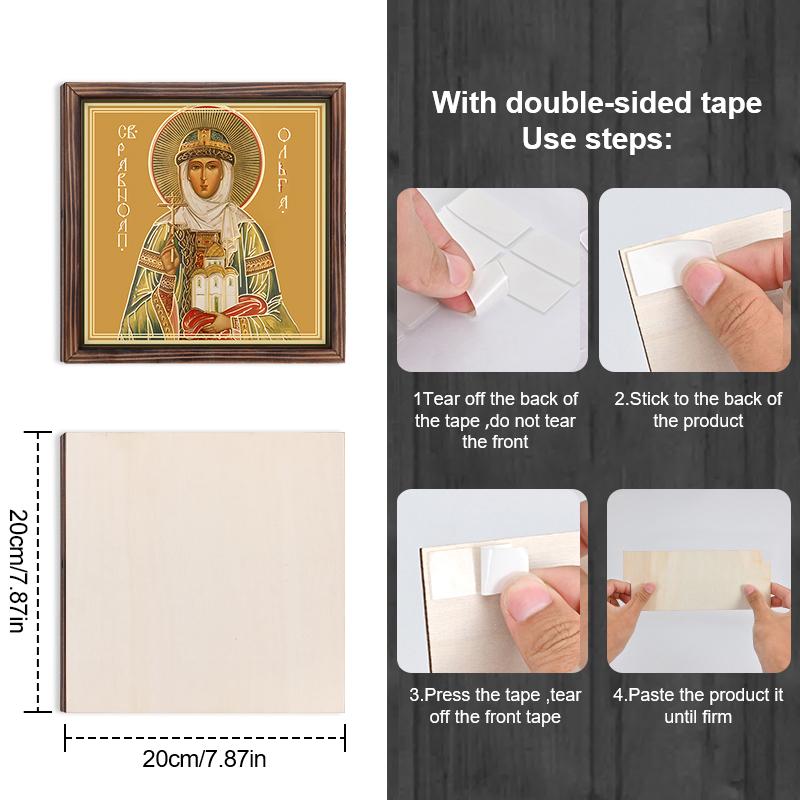 Декоративная роспись православных икон, Освященная икона "Святая Ольга", Роспись фоторамки, Христианское настенное искусство, 20 см*20 см, Духовный декор в подарок