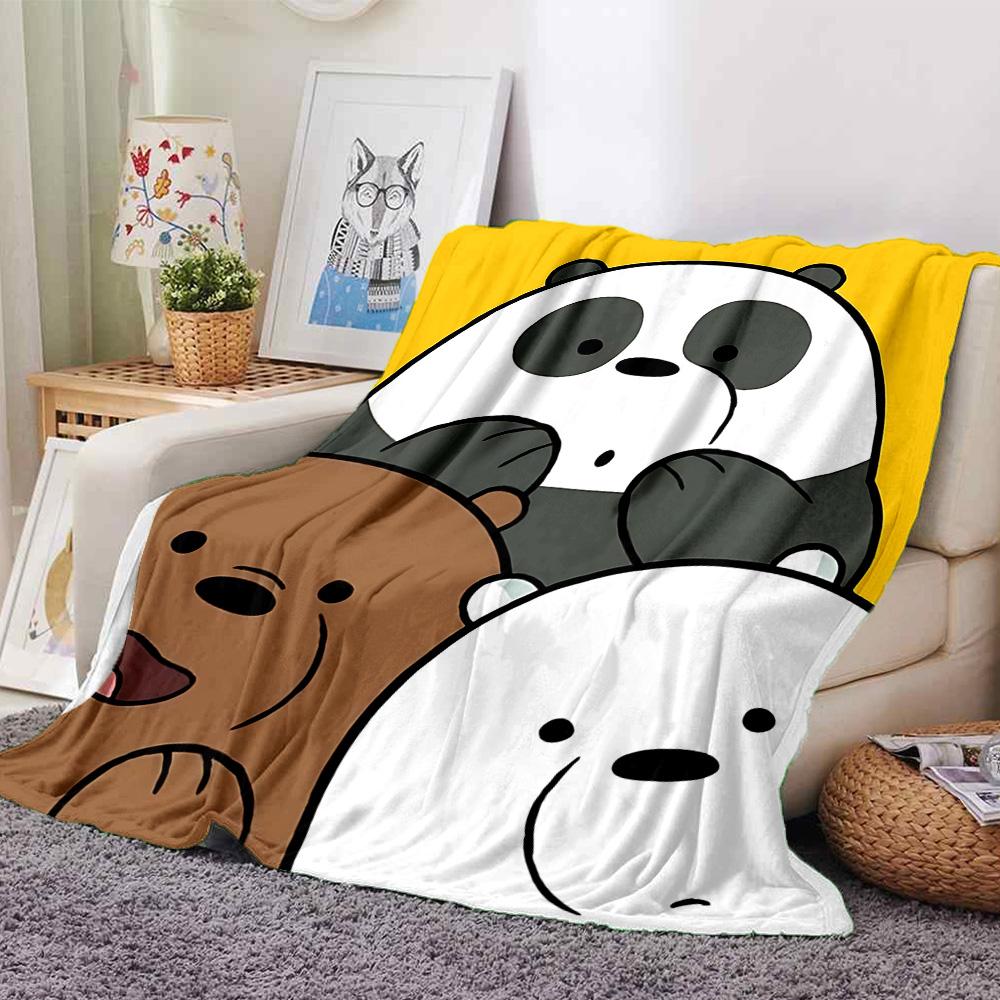 Panda Bear Friends Adventure Friendship Flannel Blanket Super Soft Warm Cozy Blanket For Sofa Bed Office Travel Allseason Home Decor Gift
