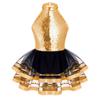 Kids Girls Sequins Halter Ballet Dance Tutu Dress Gymnastics Modern Latin Jazz Dancing Costume