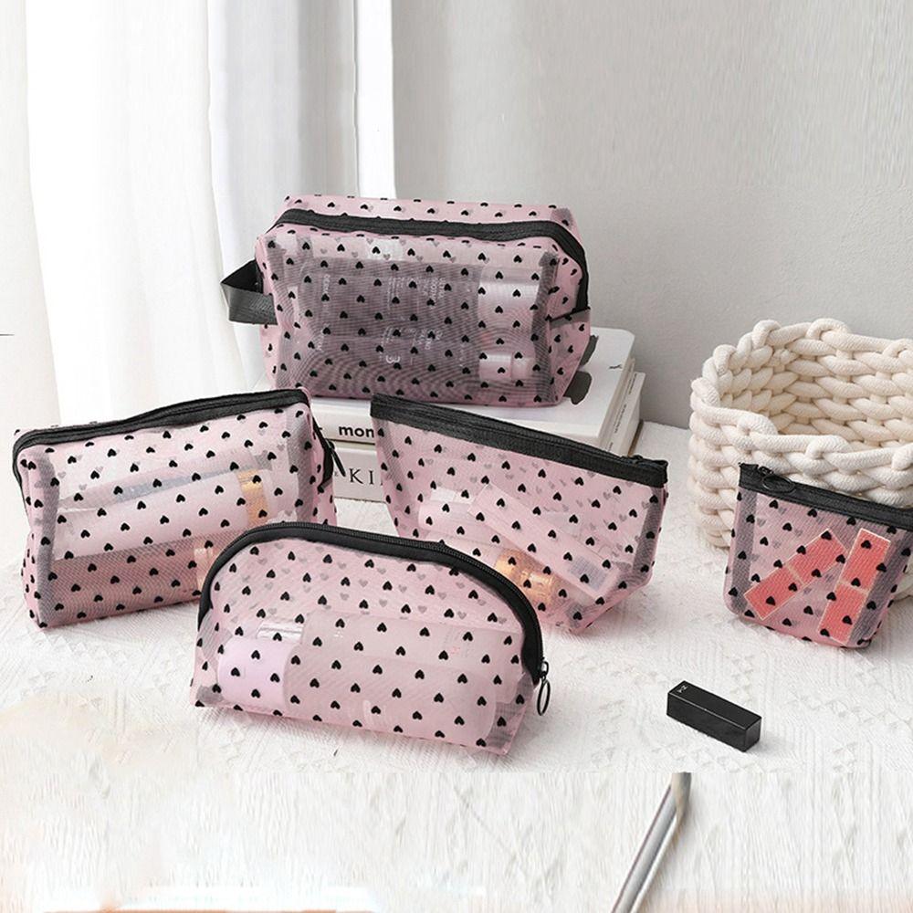 Прозрачная косметичка в форме сердца для женщин, многофункциональная сумка-органайзер для губной помады
