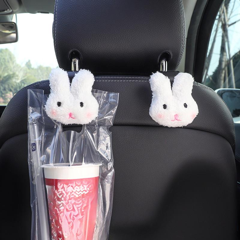 Cute Cartoon Bear Car Seat Back Hooks Storage Vehicle Headrest Organizer Hanger for Groceries Bag Handbag Car Decoration