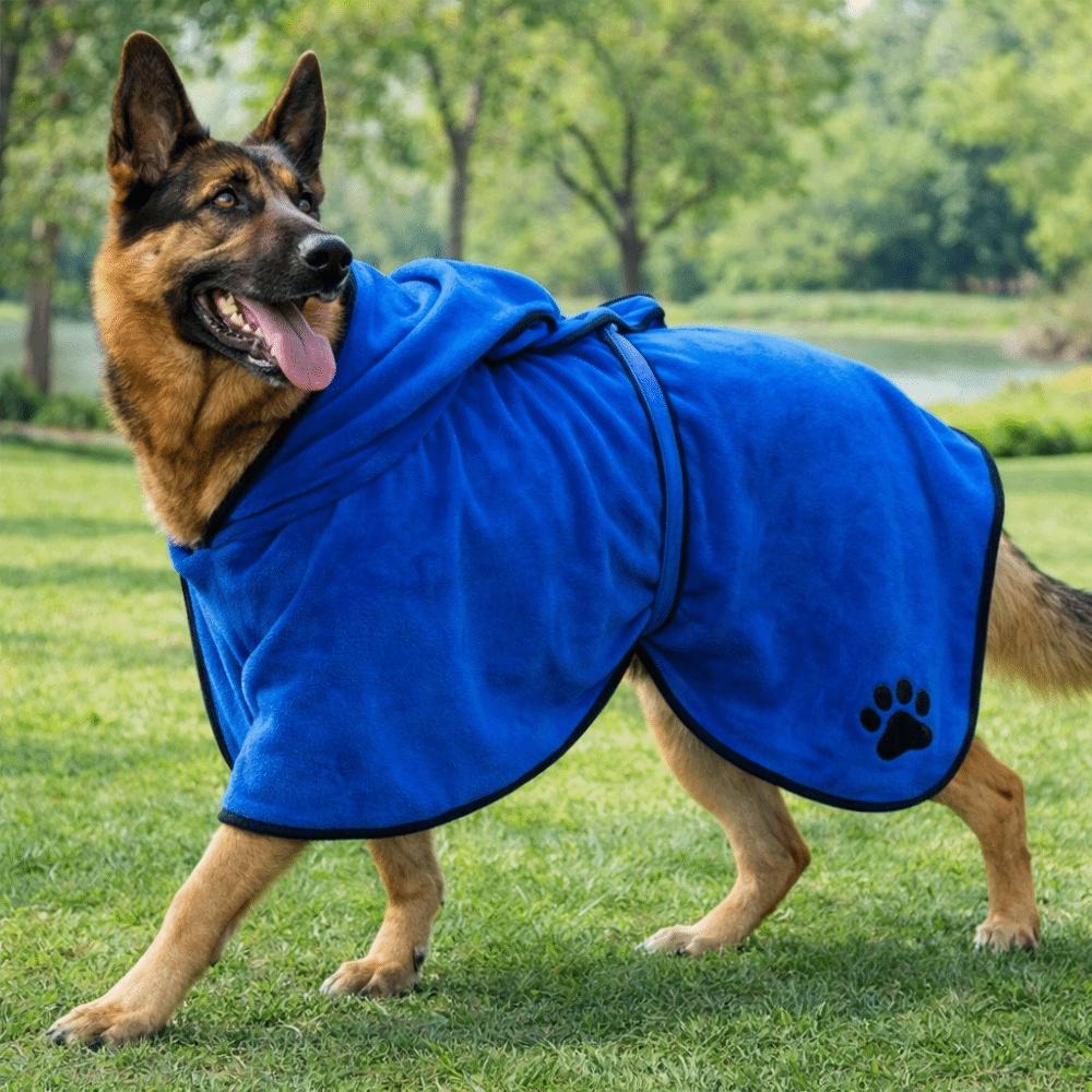 Hooded Pet Drying Towel Fixed Waist Belt Dog Bath Towels  for Cleaning Grooming