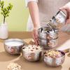 Cartoon Double Layer Rice Ramen Bowls Stainless Steel Children Porridge Noodle Small Bowl Kitchen Metal Tableware Food Container