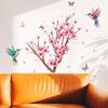Peach Blossom Branch Bird Butterfly Wall Stickers Bedroom Living Room Background Home Decor Self-Adhesive Wallpaper