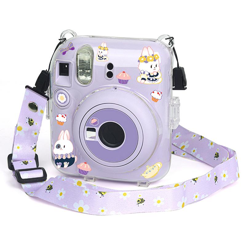 1 Набор Для Instax Mini 12 Прозрачная Сумка для Камеры Дорожная Сумка на Плечо с Милыми Наклейками Прозрачный Ремешок-Шнурок для Камеры Наклейки