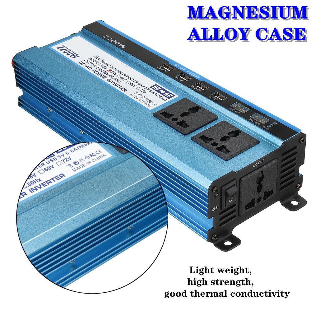 DC 2200/4000W 12/24V To AC 220V Voltage Transformer Adapter Charging Converter Car Inverters Modified Sine Wave Solar Power