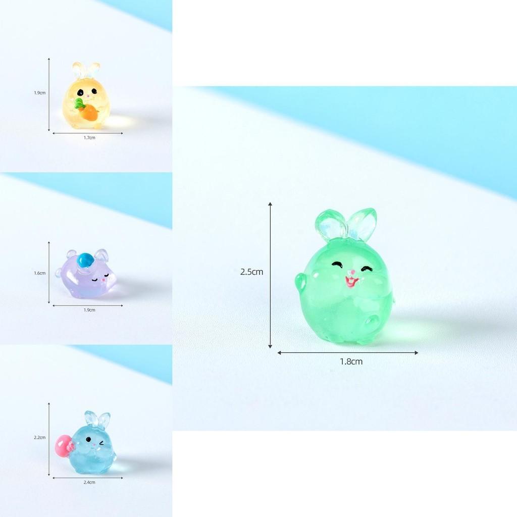Милые светящиеся фигурки толстого кролика из смолы, миниатюрный декор для стола и автомобиля