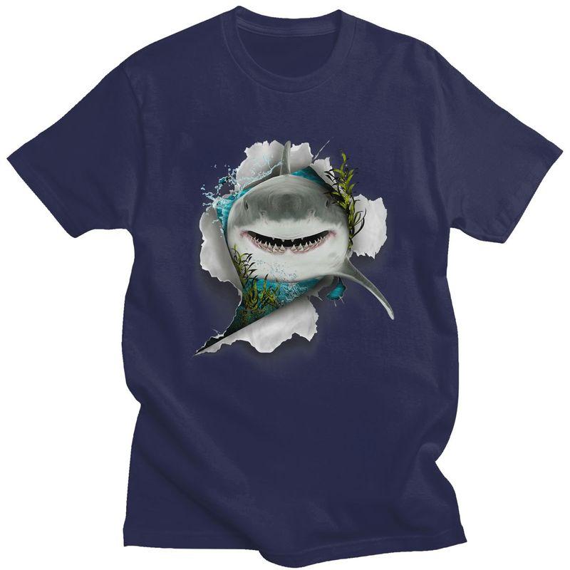 Shark Great White Shark TShirt Pure Cotton Tee Tops Streetwear O Neck Animal Lover Tshirts Casual Short Sleeve Clothing