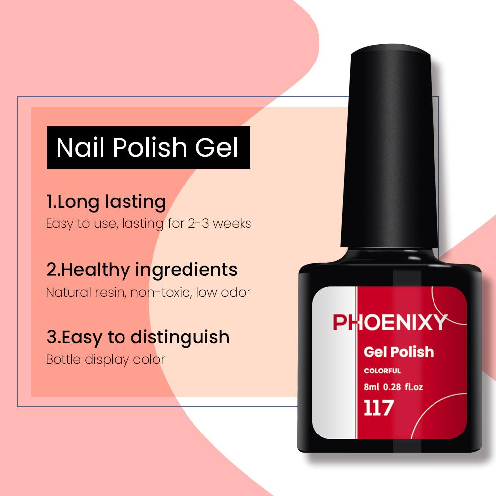 PHOENIXY, 8 мл, 12 цветов, гель-лак для ногтей, гель для ногтей, полуперманентный твердый гель для ногтей, замачиваемый УФ-гель, нужна база, верхнее покрытие, дизайн ногтей «сделай сам»