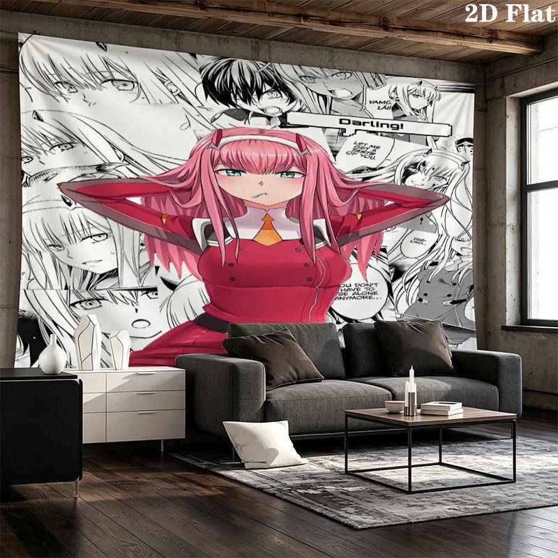 Franxx Wall Tapestry Aesthetic Wall Hanging Printed Fabric Blanket Decorative Tapestries For Bedroom Living Room Home Decor