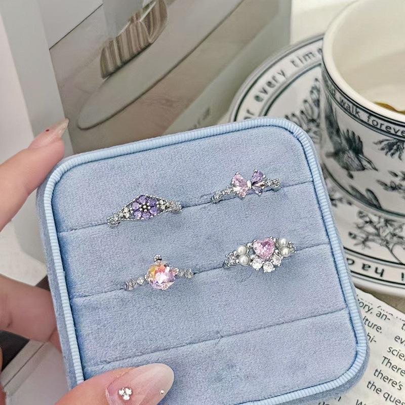 Неправильный цвет Бабочка Розовый Цир*****Кольцо-ручка Личность Нишевый дизайн Продвинутое ощущение Любовь Кольцо-штабель Женщина