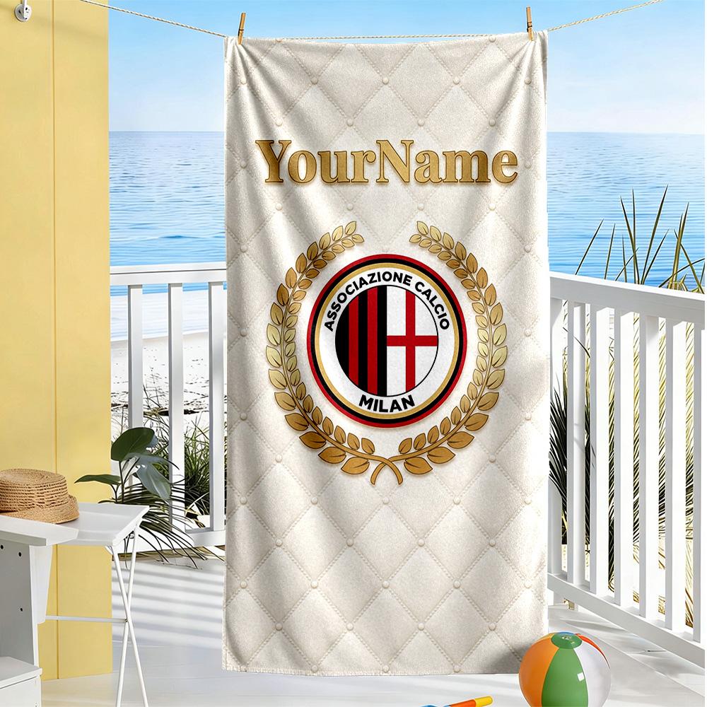 Ac Milan Customizable Name Beach Towel Super Soft Microfiber Quickdry Fabric Suitable for Sports Travel Swimming Yoga Bathroom Beach And Pool