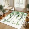 Floral Garden Theme Crystal Velvet Rug Personalized Custom Name Text Soft Floor Mat Home Decor