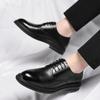 Fashionable Men Leather Hollowed Out Breathable Business Dress Leather Shoes Classic Black Lace Up Comfortable Gentlemen's Shoes