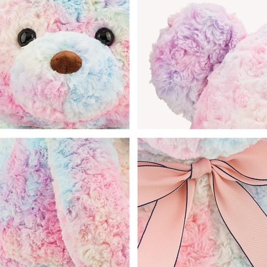Bear Doll Dreamy Gradient Color Giant Size Girl Plush Toy with Bowknot Decor Valentine Day Home Decor