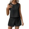 Women's Fashion Solid Color Sleeveless Vest Shorts Casual Two Piece Set