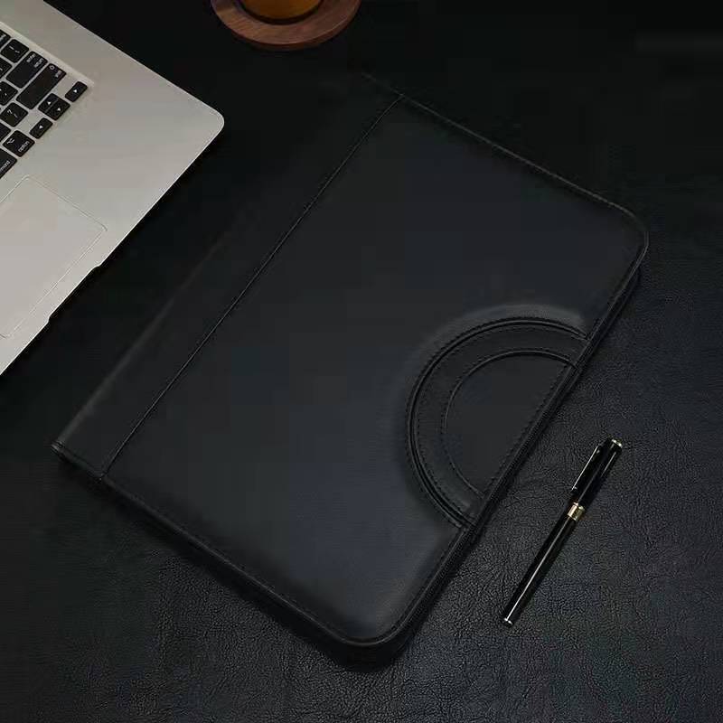 Multifunctional A4 File Folder Handheld Zipper Bag Leather Briefcase Business Binder Document Sales Clipboard Powerful
