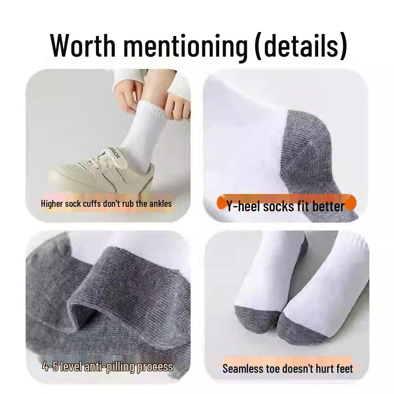 Детские хлопковые носки: Белые и черные, до середины икры, дезодорирующие, грязеотталкивающие, подходят для весны, осени и зимы