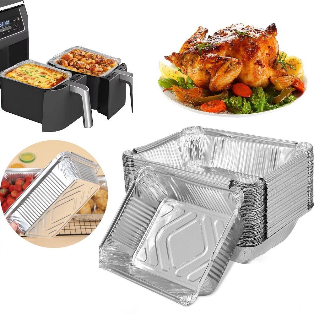 10/20/50pcs Rectangular Air Fryer Aluminum Foil Tray Aluminum Foil Tin Box For Baking Roasting