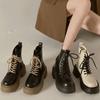Short Boots Women's Martin Boots 2025 Autumn and Winter New Small Thick-soled Heightened British Wind Locomotive Boots Ins Tide