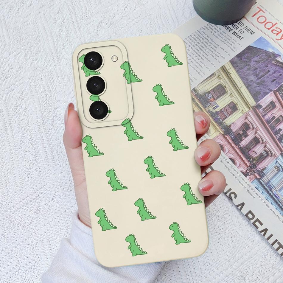 For Samsung Galaxy S23 Ultra Plus FE Phone Case Cartoon Shockproof Liquid Silicone Camera Protection Black Cover Bumper Fundas
