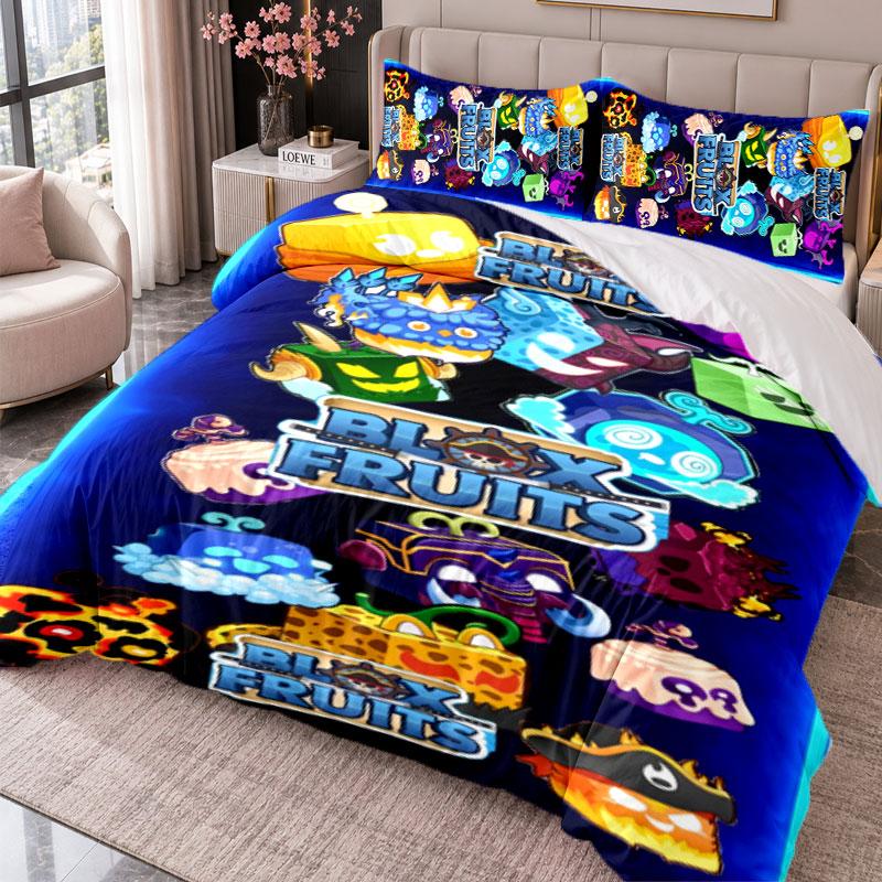 Blox Fruits 3Pcs Bedding Set Duvet Cover With Two Pillowcases For Bedroom Home Decoration
