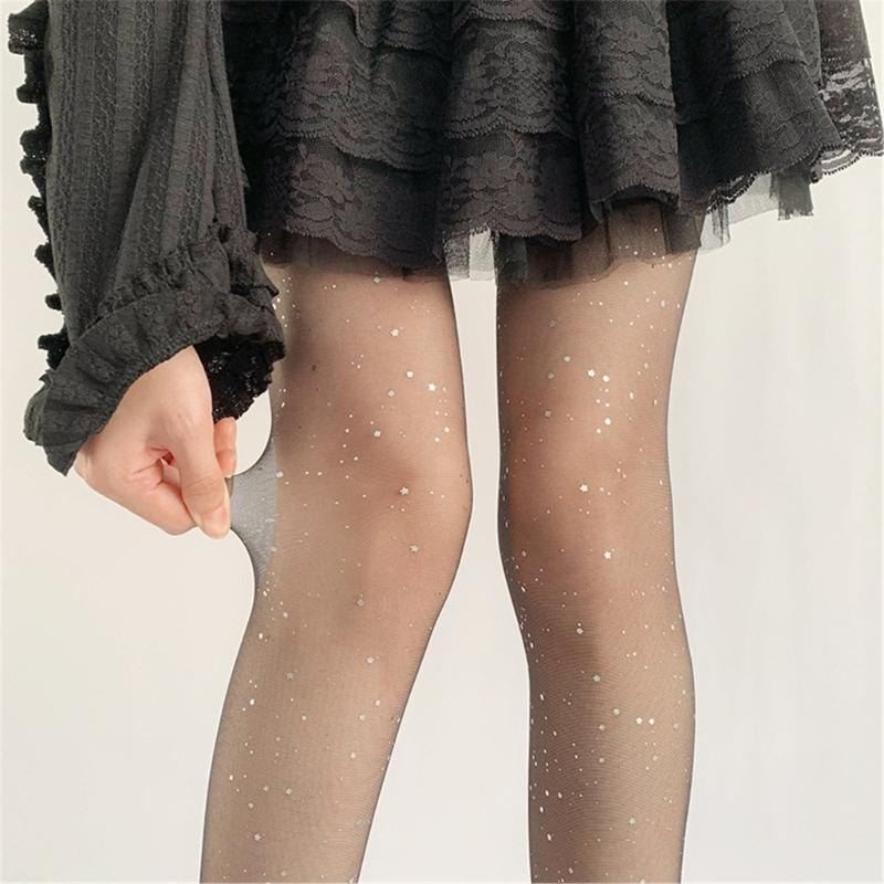 Women's Shimmer Tights Control Top Pantyhose Sparkly Sequins Pantyhose Tights Sheer Stockings