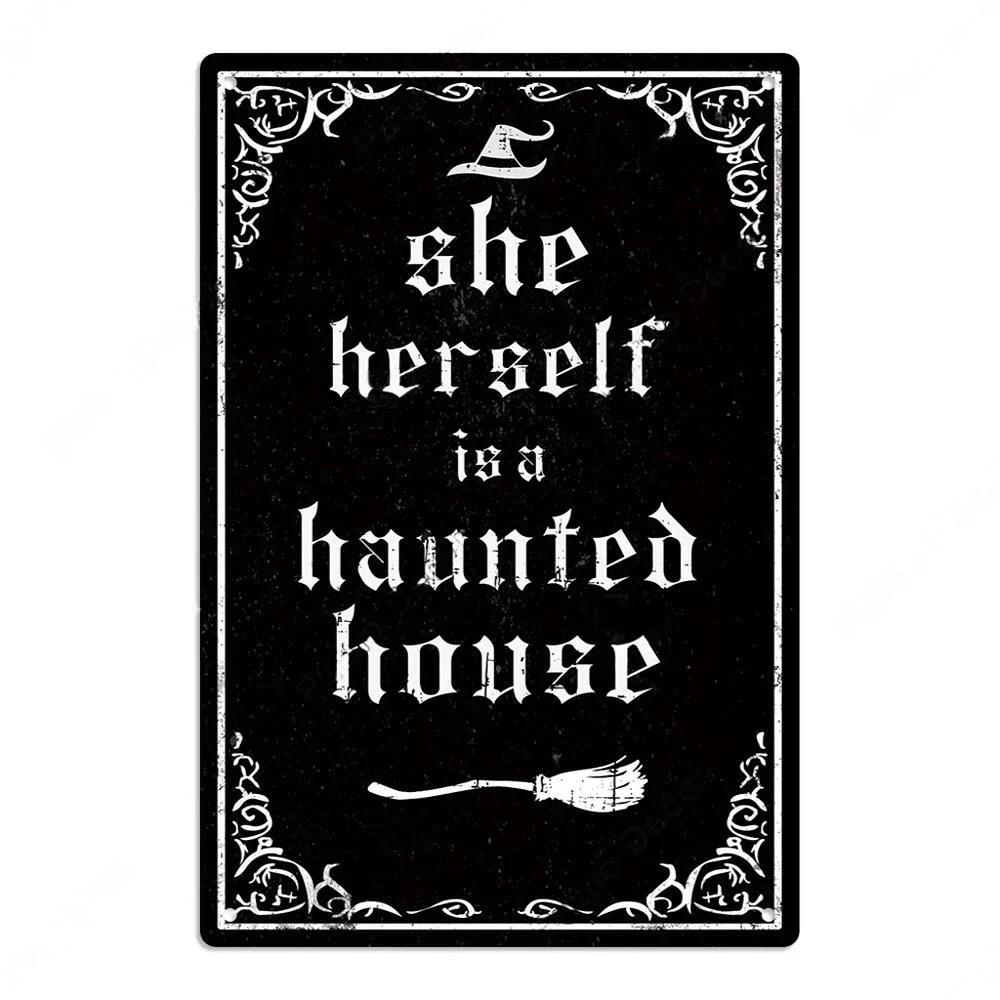 Винтажные плакаты Счастливого Хэллоуина Металлические жестяные таблички Декор Настенный декор для дома Кофейни Кафе Сада Заднего двора