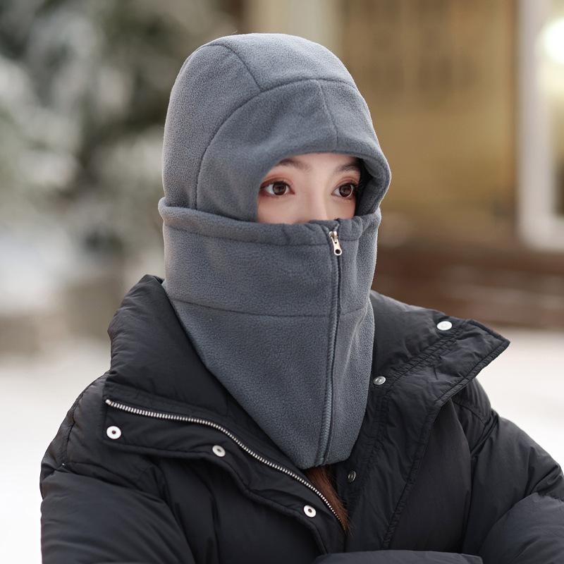 Зимняя шапка женская флисовая шапка с защитой ушей мужская уличная утолщенная для велоспорта защита от холода шарф-капюшон цельная шапка