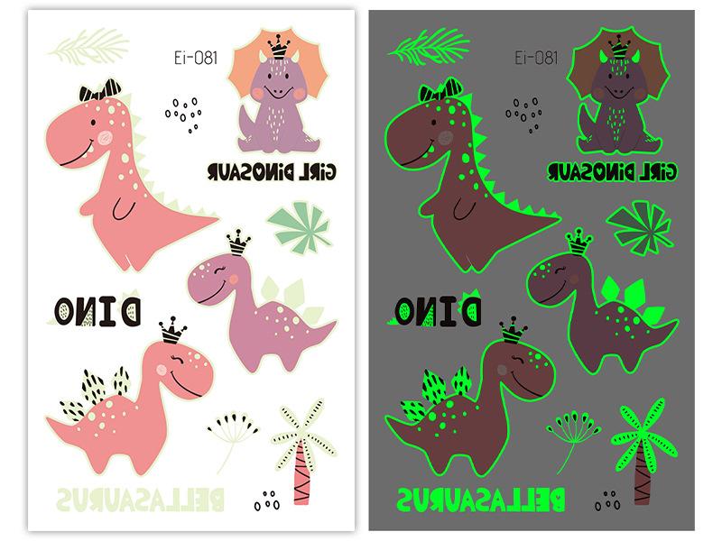 Новые светящиеся наклейки-тату динозавра, детские забавные светящиеся наклейки с героями мультфильмов, наклейки-татуировки